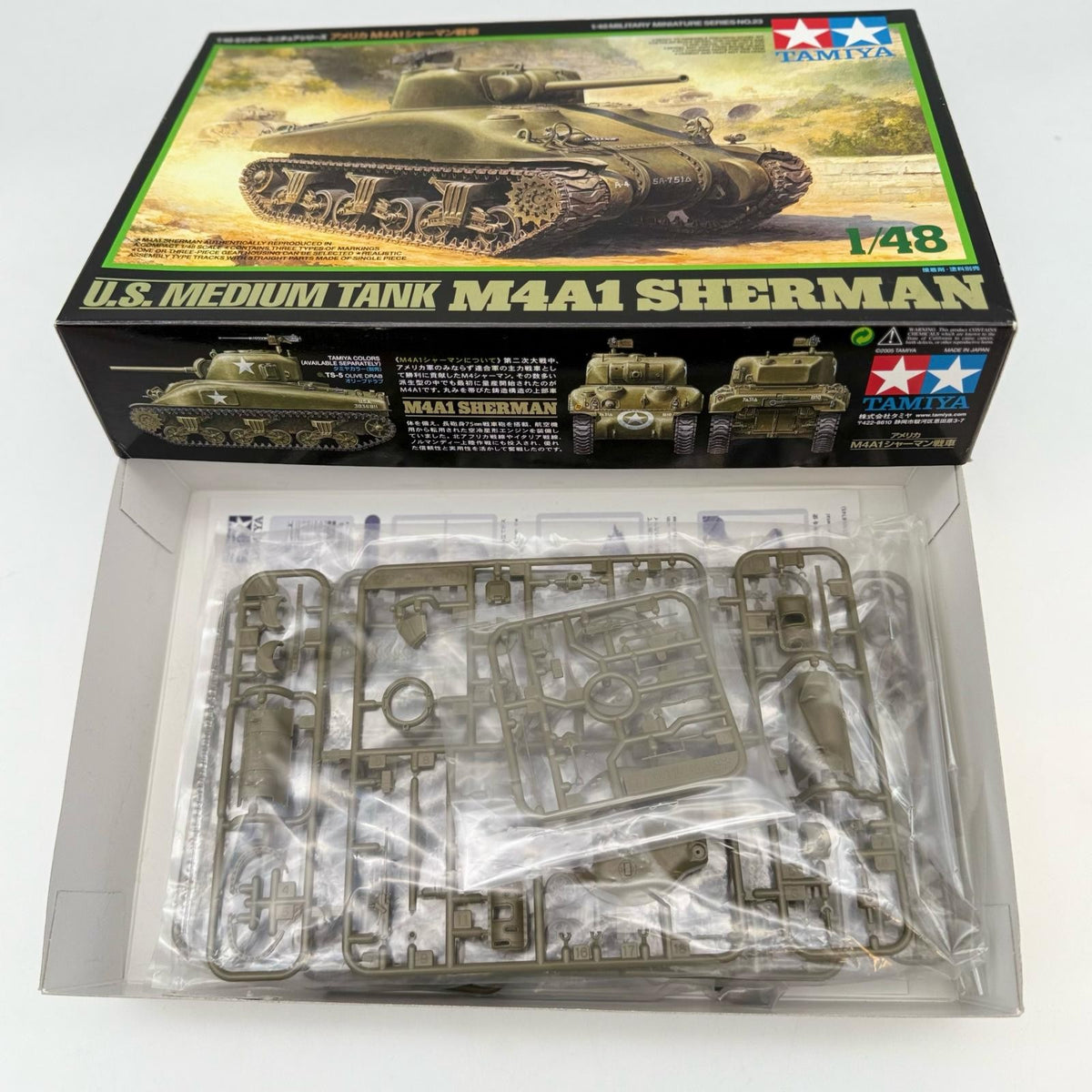 Tamiya 1/48 Military No.23 U.S. Army M4A1 Sherman Tank Plastic Model kit japan