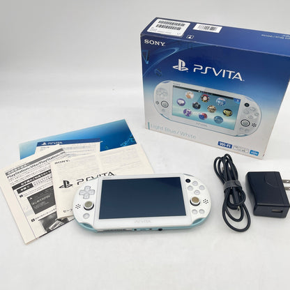 SONY PlayStation PS Vita PCH 2000 Light Blue White Console Charger Tested w/Box