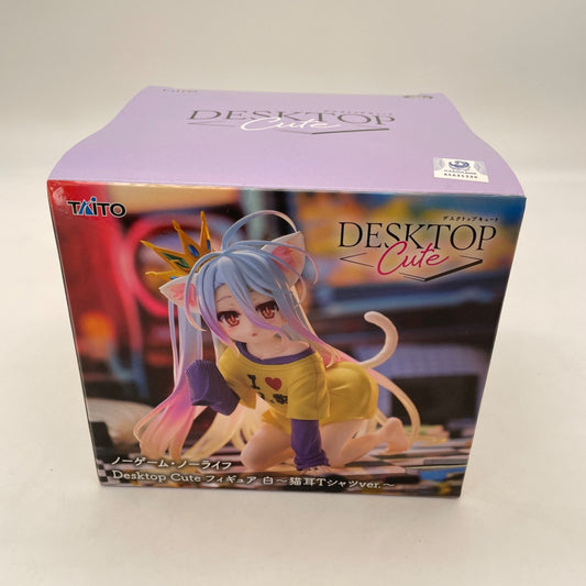 Taito No Game Life Desktop Cute White Cat Ears T-shirt Ver. Figure JP